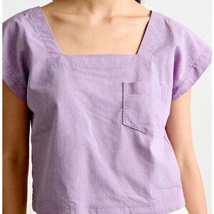 🤍HP🤍Madewell 100% Cotton Seersucker Lavender Square Neck Top
